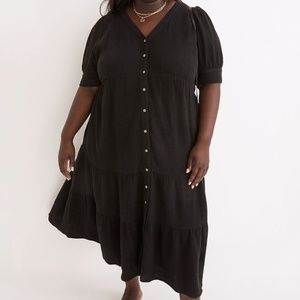 Madewell. Plus Size Lightspun Button-Front Tiered Midi Dress.